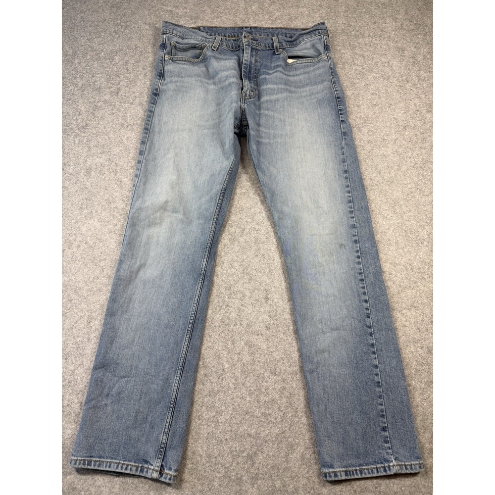 Levis 513 Jeans Mens 36x32 Slim Straight Light Wash Blue Denim Stretch